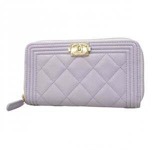 CHANEL Purple Caviar Leather Wallet